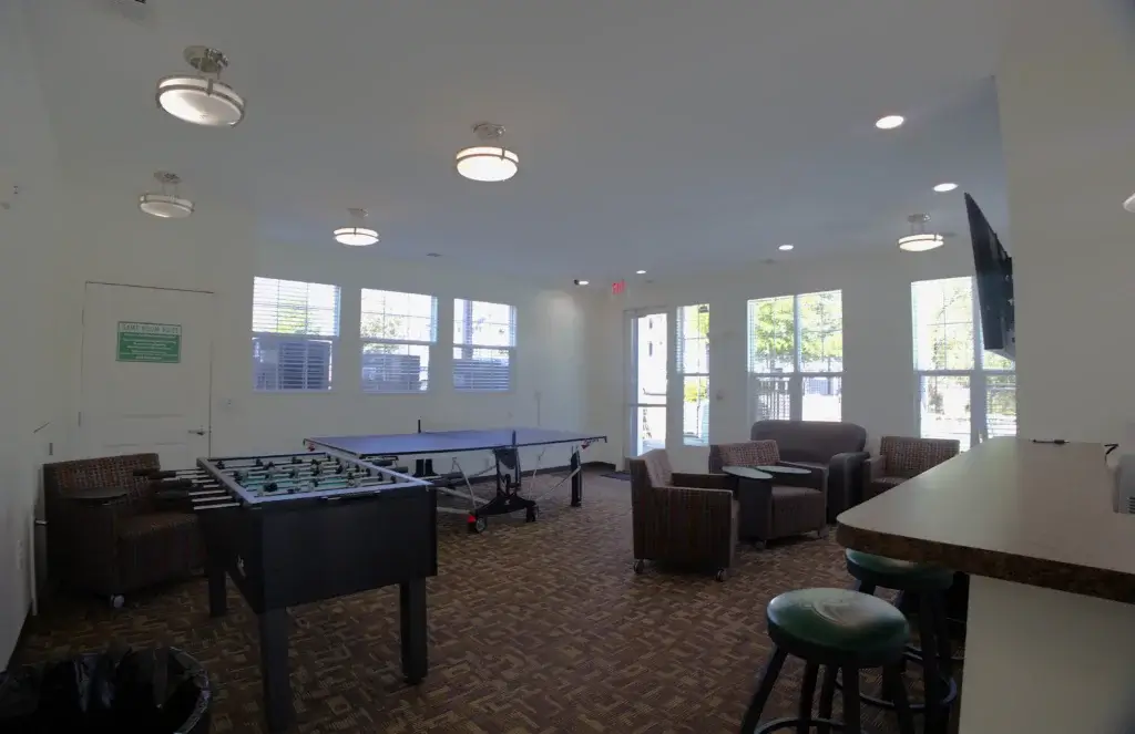Resident Game Room with Foosball, Ping Pong, Lounge Seating, and Entertainment Space Image
